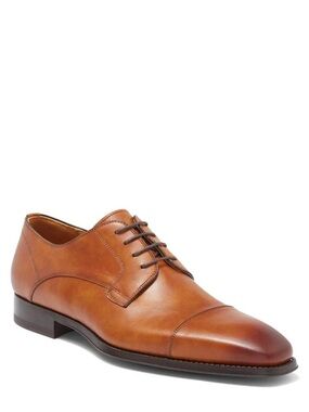 Magnanni Samson Cuero Burnished Tan Leather Cap-Toe Dress Shoe Size 12 NIB